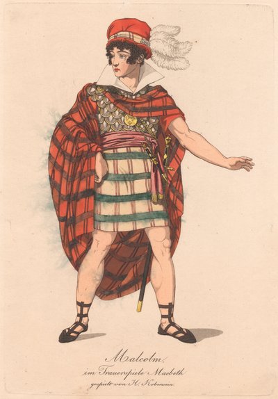 Personages uit een Duitse productie van Macbeth (een van zes etsen) door Unknown artist