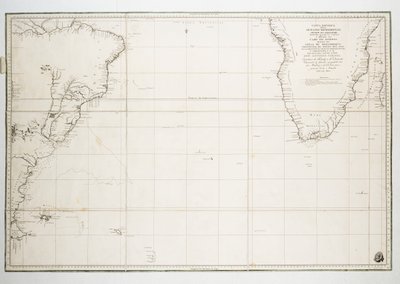 Kaart van de Atlantische Oceaan ten zuiden van de evenaar door Unknown artist