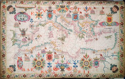 Kaart van de Middellandse Zee, Zwarte en Kaspische Zeeën, ca. 1600 door Unknown artist