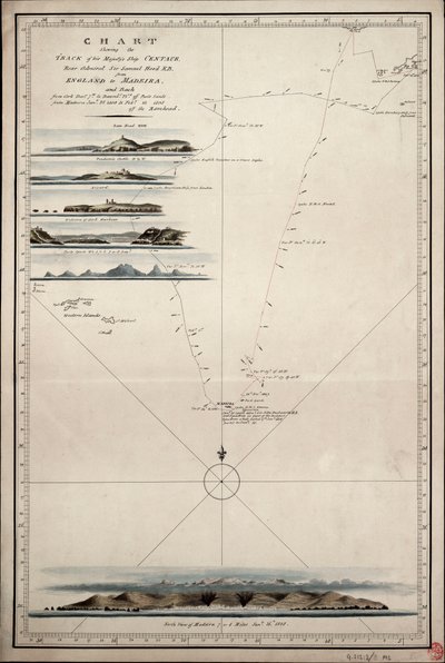 Kaart die het spoor van Zijne Majesteits schip 