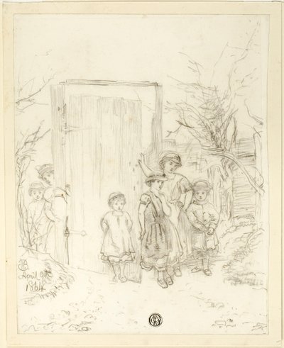 Kinderen bij een Deur door Unknown artist