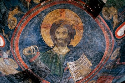 Christus Pantocrator - Anoniem - 13e eeuw - Fresco - Boyana Kerk, Sofia, Bulgarije door Unknown artist