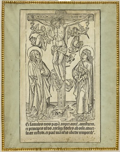Christus aan het kruis met engelen door Unknown artist