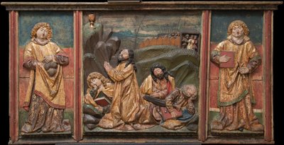 Christus op de Olijfberg met Drie Apostelen; Heiligen Stefanus en Laurentius door Unknown artist