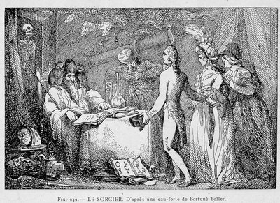 Consultatie van een tovenaar - gravure door Unknown artist