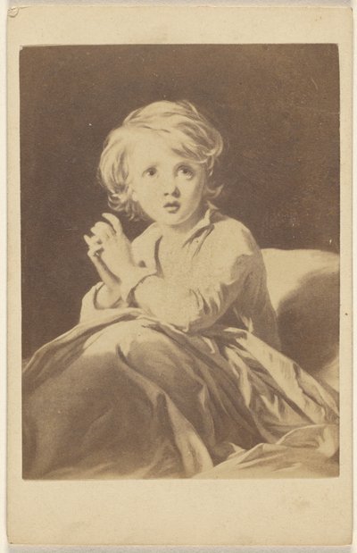 [Kopie van een schilderij met een biddend kind in bed]. door Unknown artist