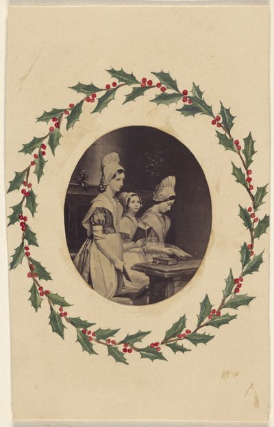[Kopie van schilderij waarop drie lezende meisjes staan afgebeeld]. door Unknown artist