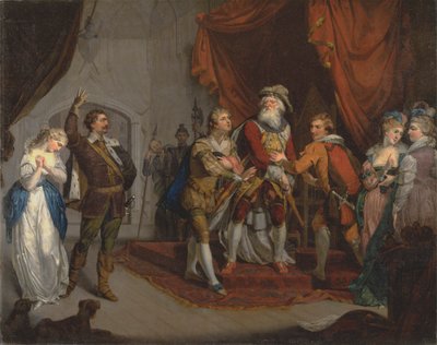 Cordelia Verdedigd door de Graaf van Kent, uit Shakespeare