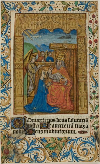 Kroning van de Maagd met decoratieve rand uit een gebedenboek door Unknown artist