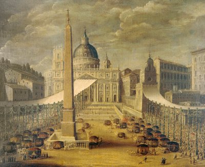 Corpus Christi processie op het Sint-Pietersplein ten tijde van paus Innocentius X, ca. 1646, door een onbekende kunstenaar door Unknown artist