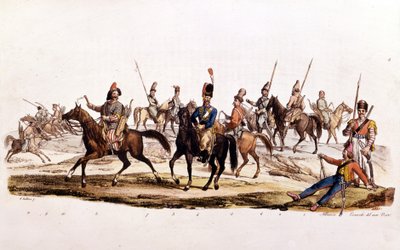 Kozakken: 1e 2e Kozakken 3e Kozak van Don 4e Officiële Kozakken van Don 5e Kozak Chernomowskij 6e Kozak van Oeral 7e Reguliere Kozak 8e Bashkir 9e en 10e Kalmouk door Unknown artist