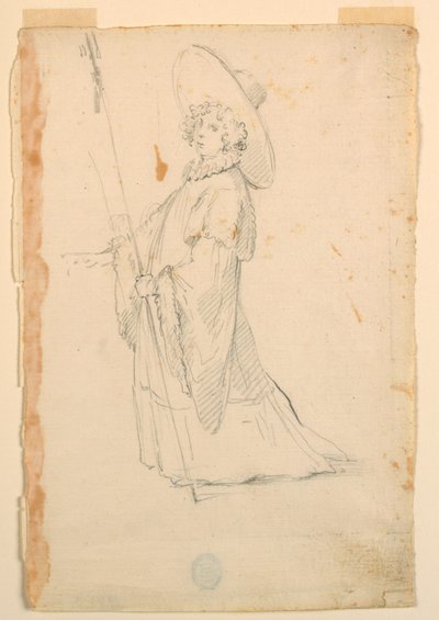 Kostuumontwerp: Een meisje in fantastische kleding voor een ballet door Unknown artist
