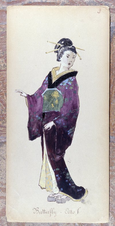 Kostuum van Madame Butterfly act II voor de creatie van Madame Butterfly door Giacomo Puccini in 1904. Collectie van het Museo della Scala in Milaan. door Unknown artist