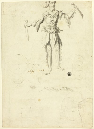 Gekostumeerde man met twee zwaarden door Unknown artist