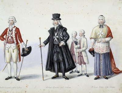 Kostuums: 1. Colonello generale delle galere, 2. Il Grand maestro dell