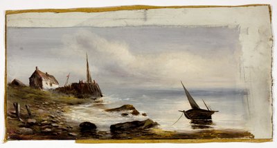 Huisje aan de kust door Unknown artist