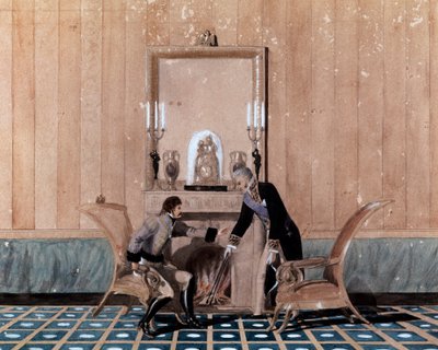 Graaf Giuseppe Zurlo, minister van Binnenlandse Zaken van het Koninkrijk Napels, ontmoette Joachim (Gioacchino) Murat (1767-1815) rond 1810-1814. Aquarel. Napels, Museo Nazionale di San Martino door Unknown artist