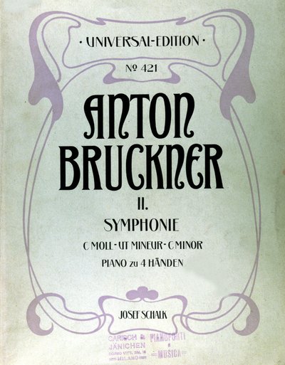 Omslag van de partituur voor de tweede symfonie in c mineur van Anton Bruckner door Unknown artist