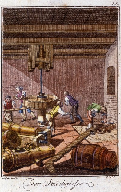 Ambacht: de kanonsgieters in hun werkplaats. In 
