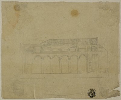 Dwarsdoorsnede van de basiliek door Unknown artist