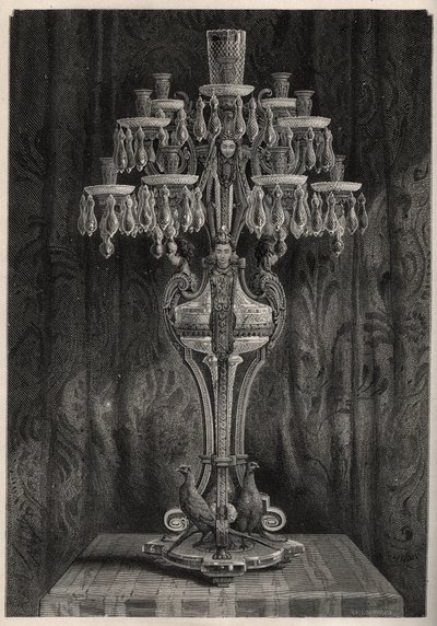 Kristallen kandelaar uit de Baccarat fabriek - gravure in 