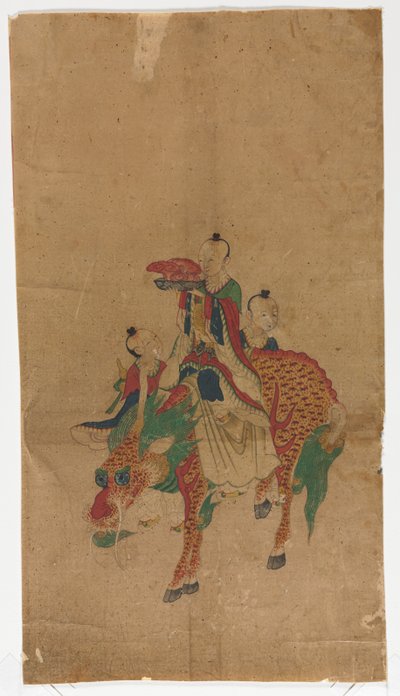 Daoïstische onsterfelijke op een Qilin en twee begeleiders door Unknown artist