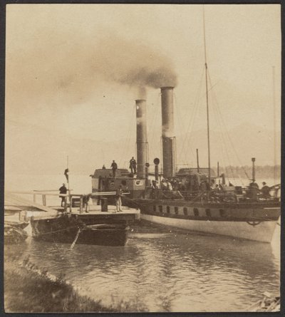 Stoombootsteiger bij Rolandseck door Unknown artist