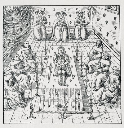 Dood van Karel IX op 30 mei 1574 op 24-jarige leeftijd - in Collection of 39 figures representing the calamities of France from 1562 to 1586 Louis Perrin imprimerie door Unknown artist