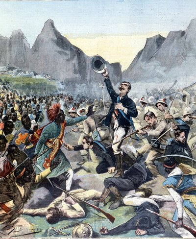 Dood van Dabormida tijdens de Slag bij Adoua (tussen Ethiopië en Italië) door Unknown artist