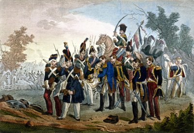 Dood van maarschalk Lannes bij Essling op 28 mei 1809. Gravure uit de 19e eeuw door Unknown artist