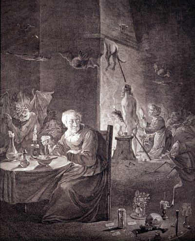 Vertrek van de heksen om de sabbat bij te wonen door Unknown artist