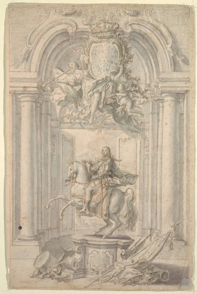 Ontwerp voor Ruitermonument van Karel III door Unknown artist