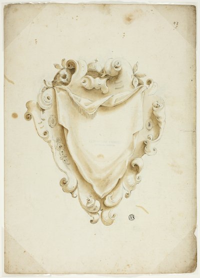 Ontwerp voor sleutelschild, met bol door Unknown artist