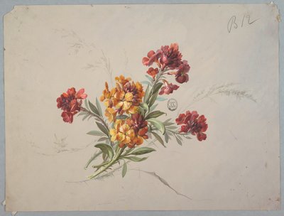 Ontwerp voor behang en textiel: bloemen door Unknown artist