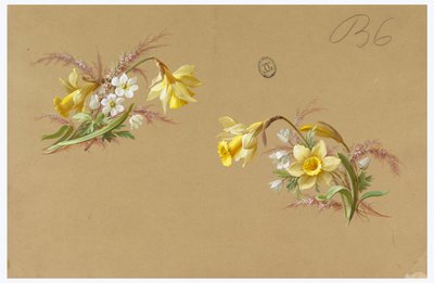 Ontwerp voor behang en textiel: bloemen door Unknown artist