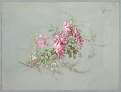 Ontwerp voor Behang en Textiel: Bloemen en Vogels door Unknown artist