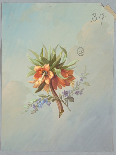 Ontwerp voor behang en textiel: bloemen door Unknown artist