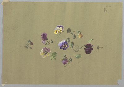 Ontwerp voor Behang en Textiel: Bloemen door Unknown artist