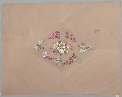 Ontwerp voor behang en textiel: Bloemen door Unknown artist