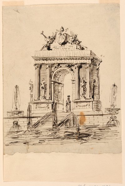 Ontwerp voor een fontein met het wapen van paus Gregorius XVI door Unknown artist