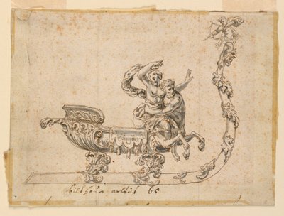 Ontwerp voor een zoutvat in de vorm van een slee door Unknown artist