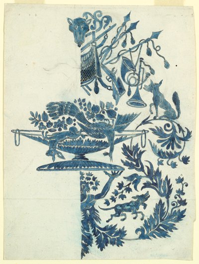 Ontwerp voor een zijden damast door Unknown artist