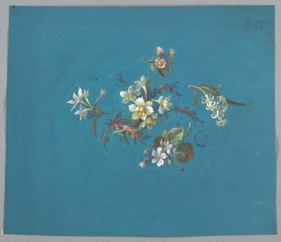 Ontwerp voor behang en textiel, bloemen door Unknown artist