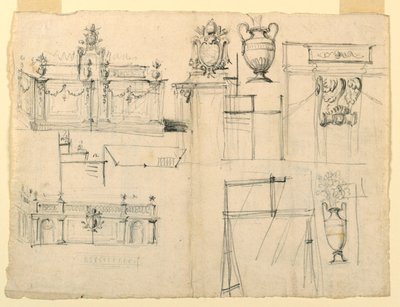 Ontwerpen voor vazen en architectuur door Unknown artist