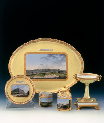 Dessertservies, porseleinen stukken van de Dennelle-fabriek door Unknown artist