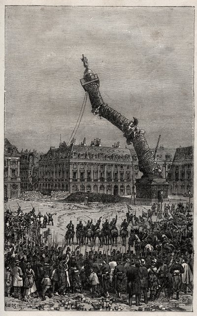 Vernietiging van de Vendôme-zuil tijdens de Commune door Unknown artist