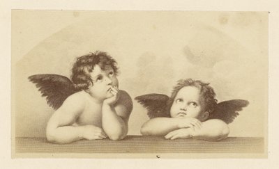 [Detail van cherubijnen uit Rafaëls "Sixtijnse Madonna"]. door Unknown artist