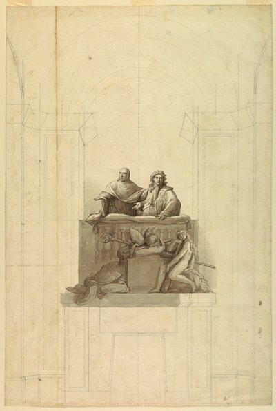 Gedetailleerd zicht op de drie figuren door Unknown artist