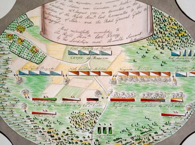 Schema van de gevechtslinies van de Slag om Camden, South Carolina, op 16 augustus door Unknown artist