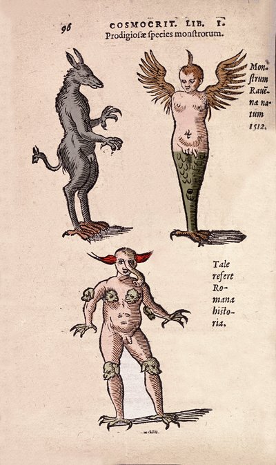 Verschillende monsters en fantastische wezens van Krakau en Ravenna Plaat uit 